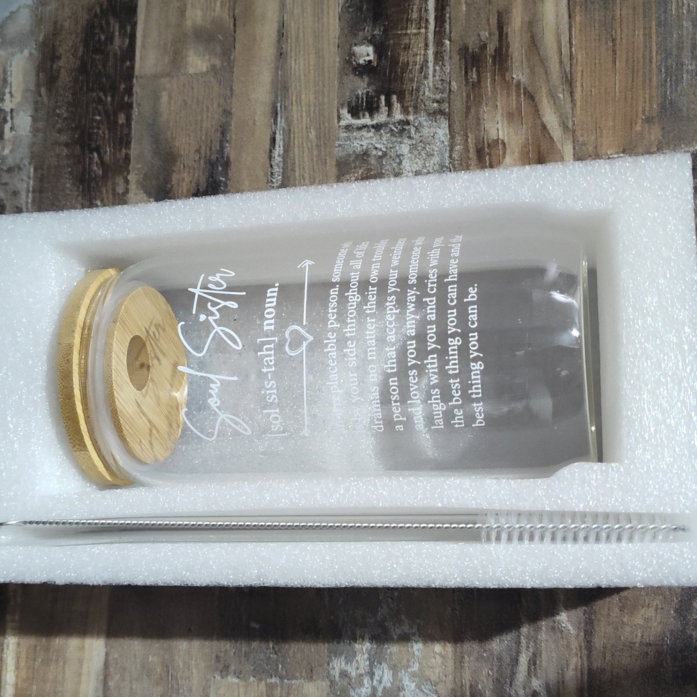 Soul Sister Glass and Bamboo Cup with Straw